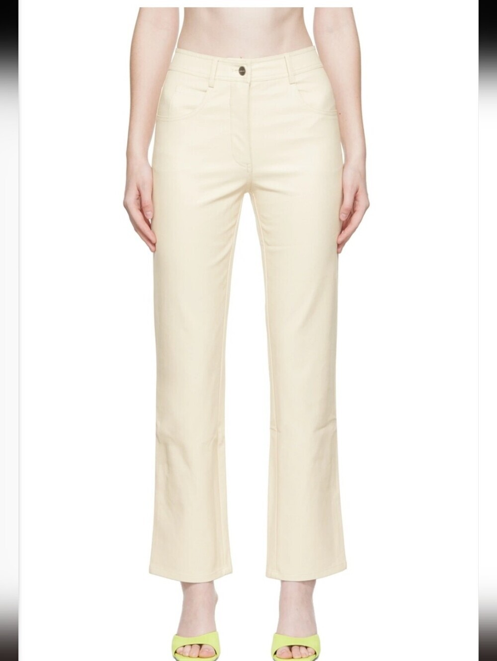 Miaou Off-white Straight Leather Pants Sz 1XL